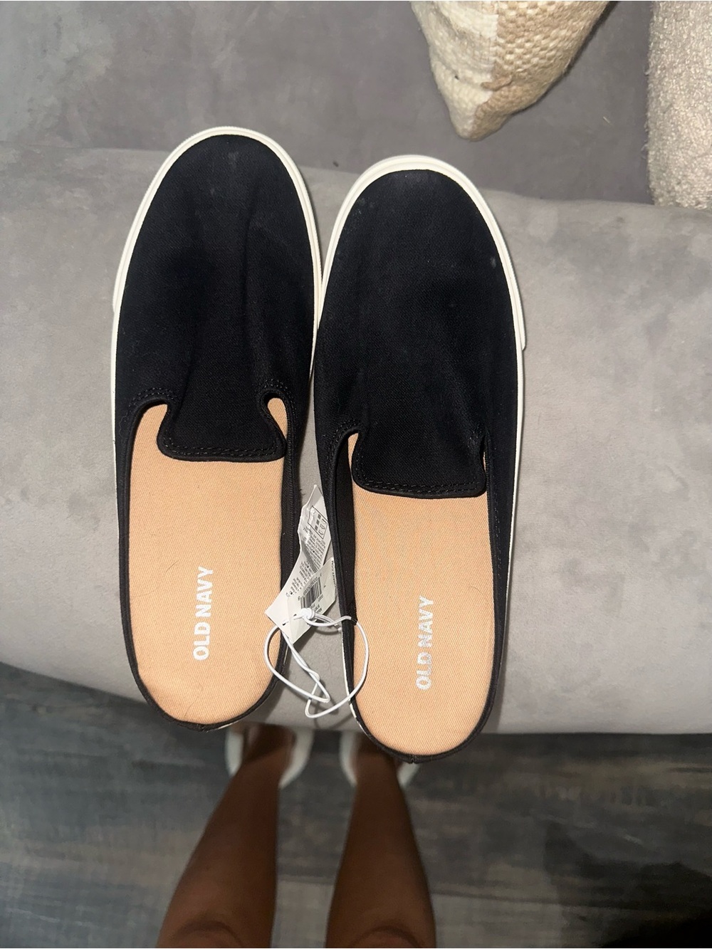 Old Navy Black Slip-On Sneakers with Tan Insole